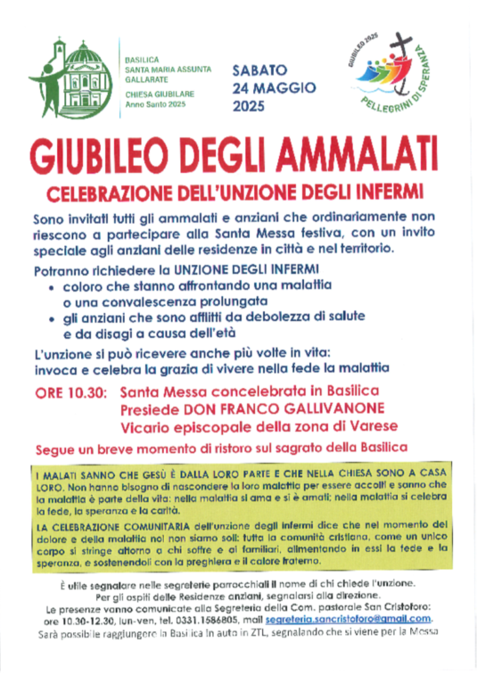 Iniziativa per il Giubileo degli ammalati