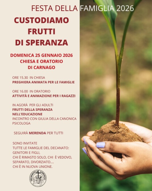 "Custodiamo frutti di speranza" a Carnago domenica 25 gennaio 2026