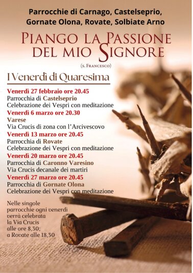 I venerdì di Quaresima Via Crucis nelle 5 parrocchie